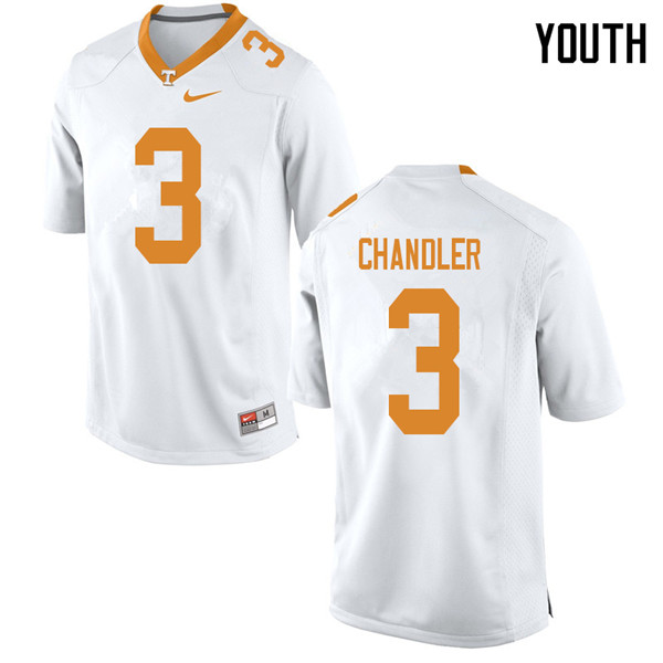 Youth #3 Ty Chandler Tennessee Volunteers College Football Jerseys Sale-White - Click Image to Close
